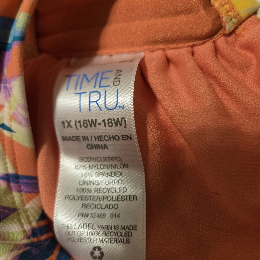 NWT Time & Tru Floral Swim Top Size 1X (16W-18W) - Picture 4 of 5